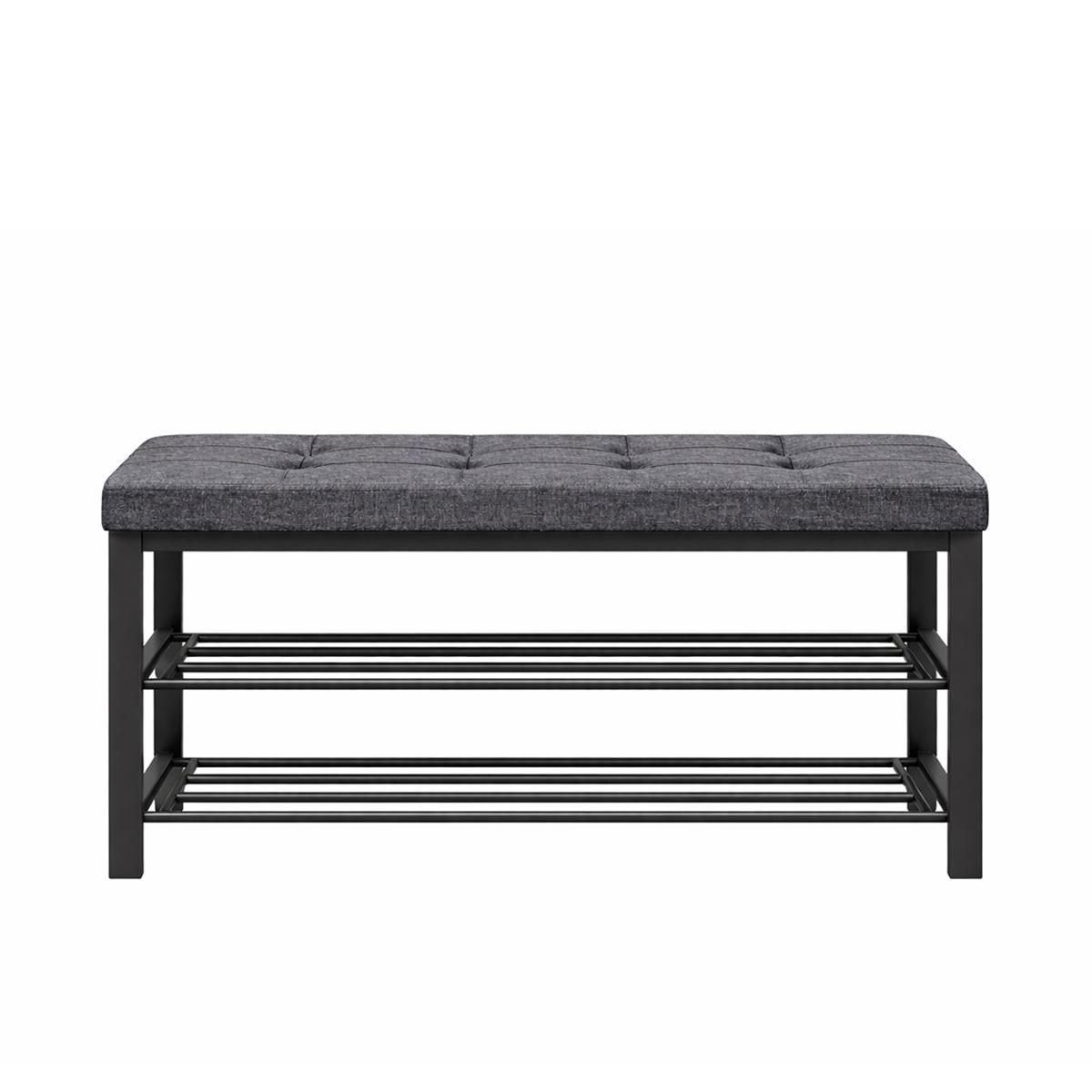 Padded Shoe Storage Bench - Dark Grey and Black
