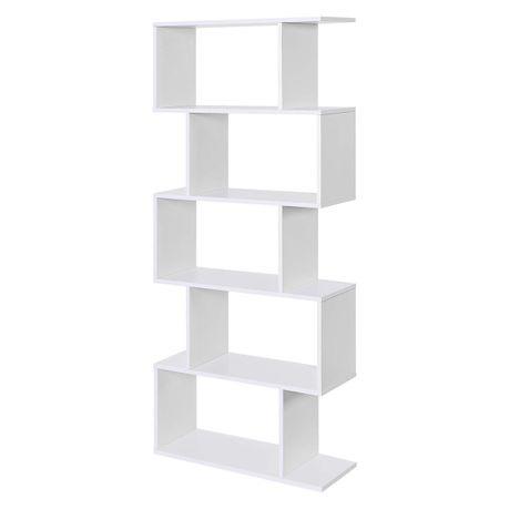 5-Tier S-Shaped Open Bookcase - White