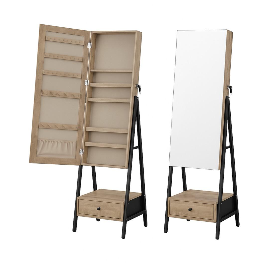 Freestanding Jewellery Mirror Cabinet with Drawer