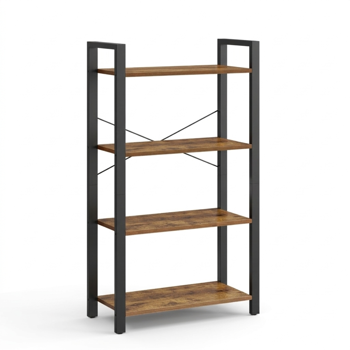 4-Tier Open Bookcase - Brown and Black
