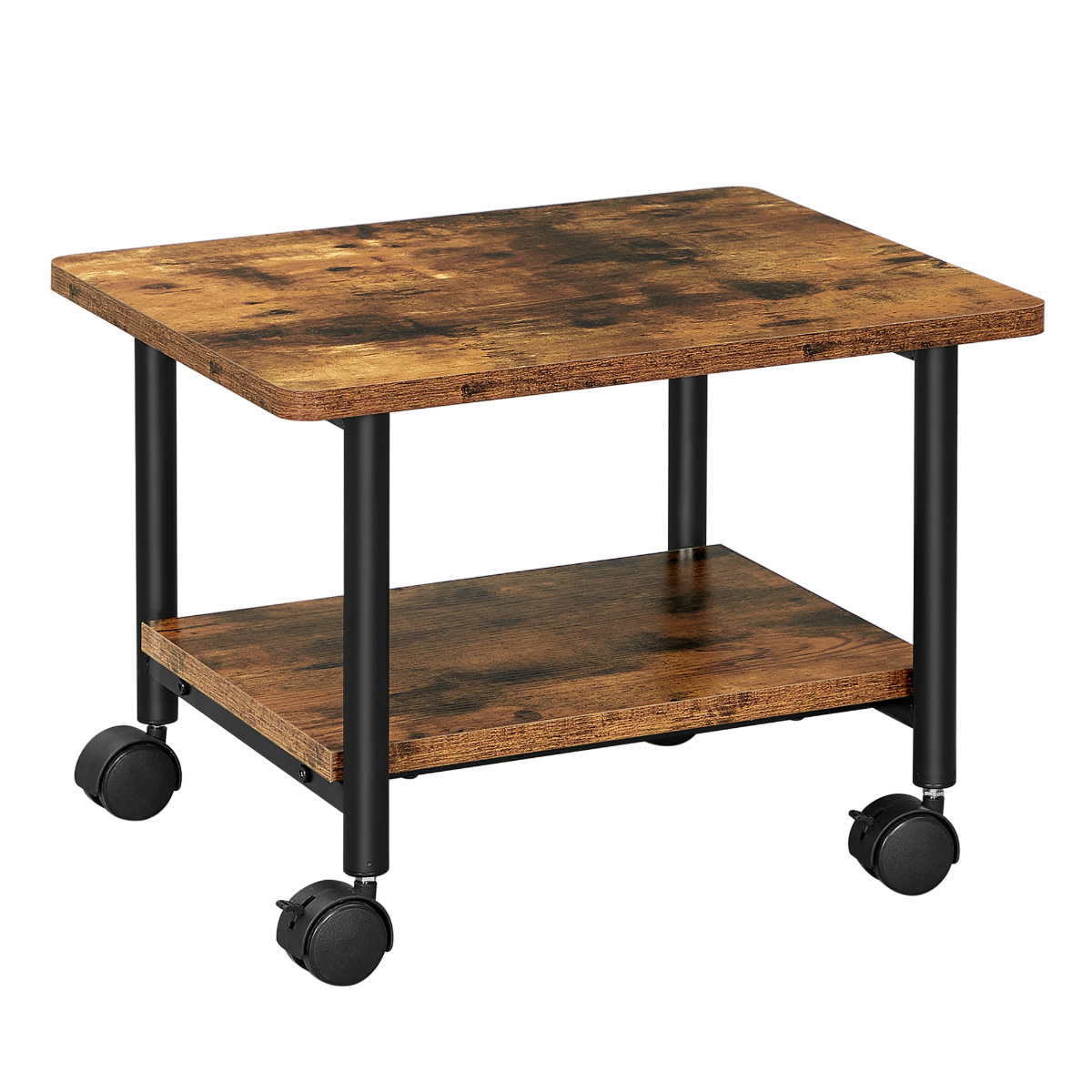 Printer Stand with Wheels and Storage Shelf - Rustic Brown