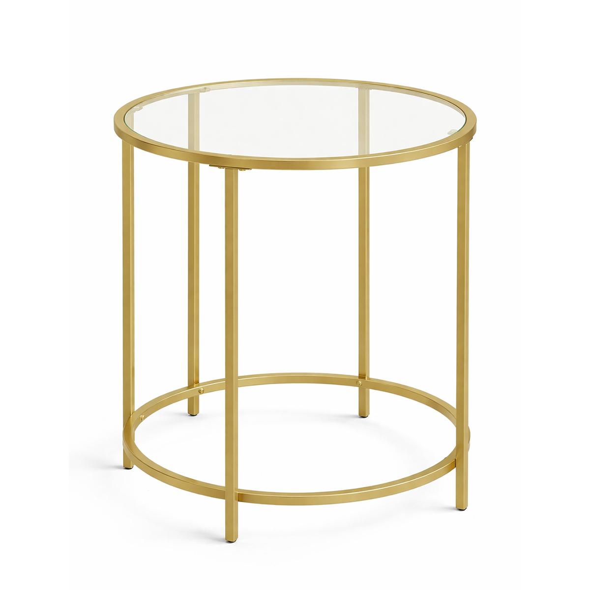 Round Glass-Top Side Table - Gold