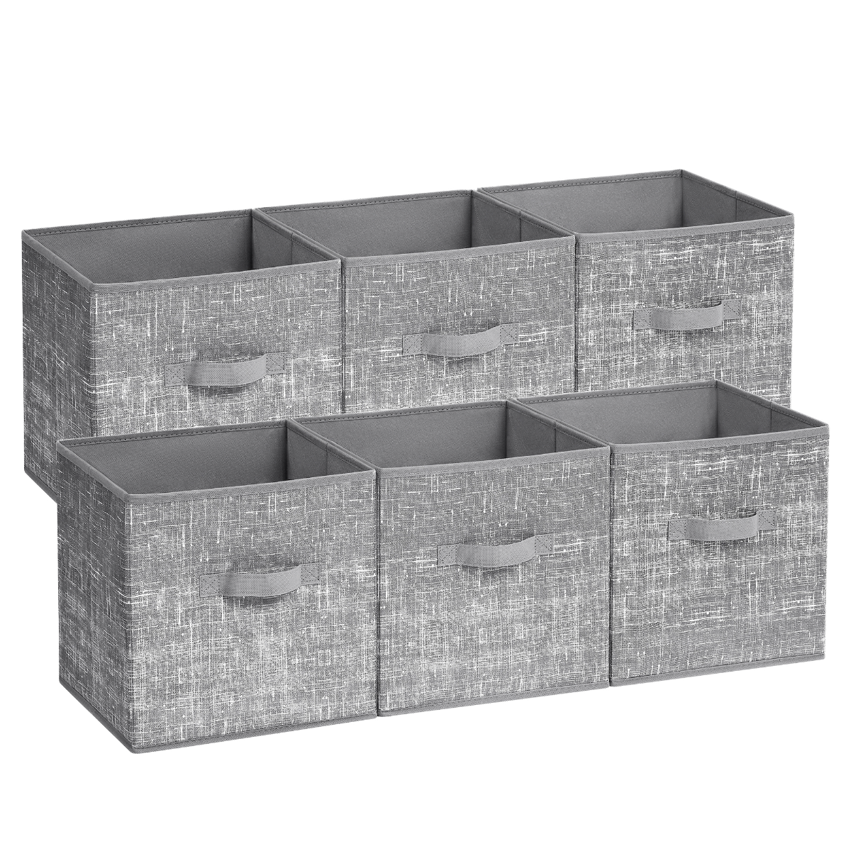Foldable Fabric Storage Cubes - Set of 6, Grey