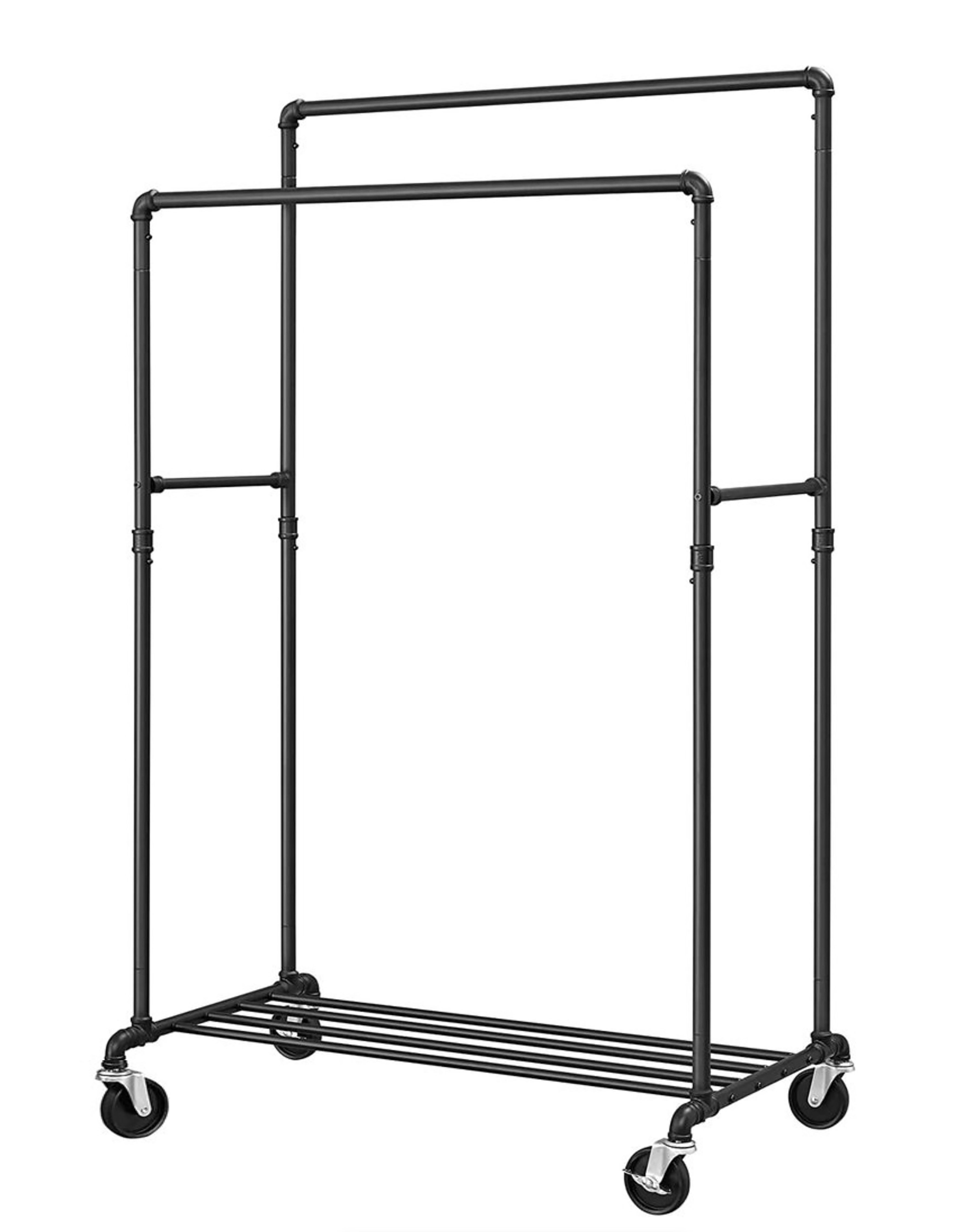 Double-Rail Rolling Clothes Rack