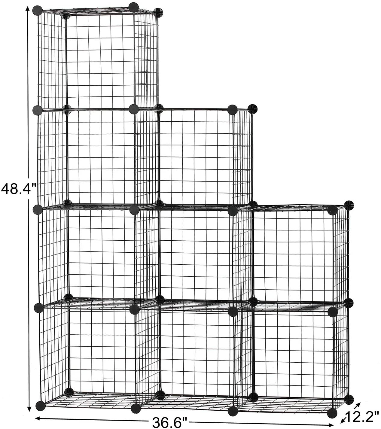 9-Cube Wire Grid Storage Shelf - Black