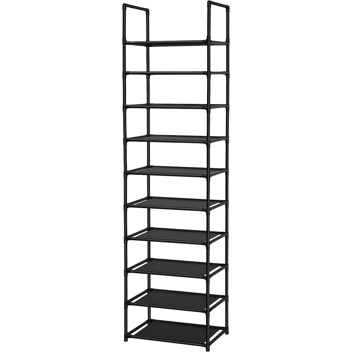 Tall 10-Tier Shoe Rack - Black