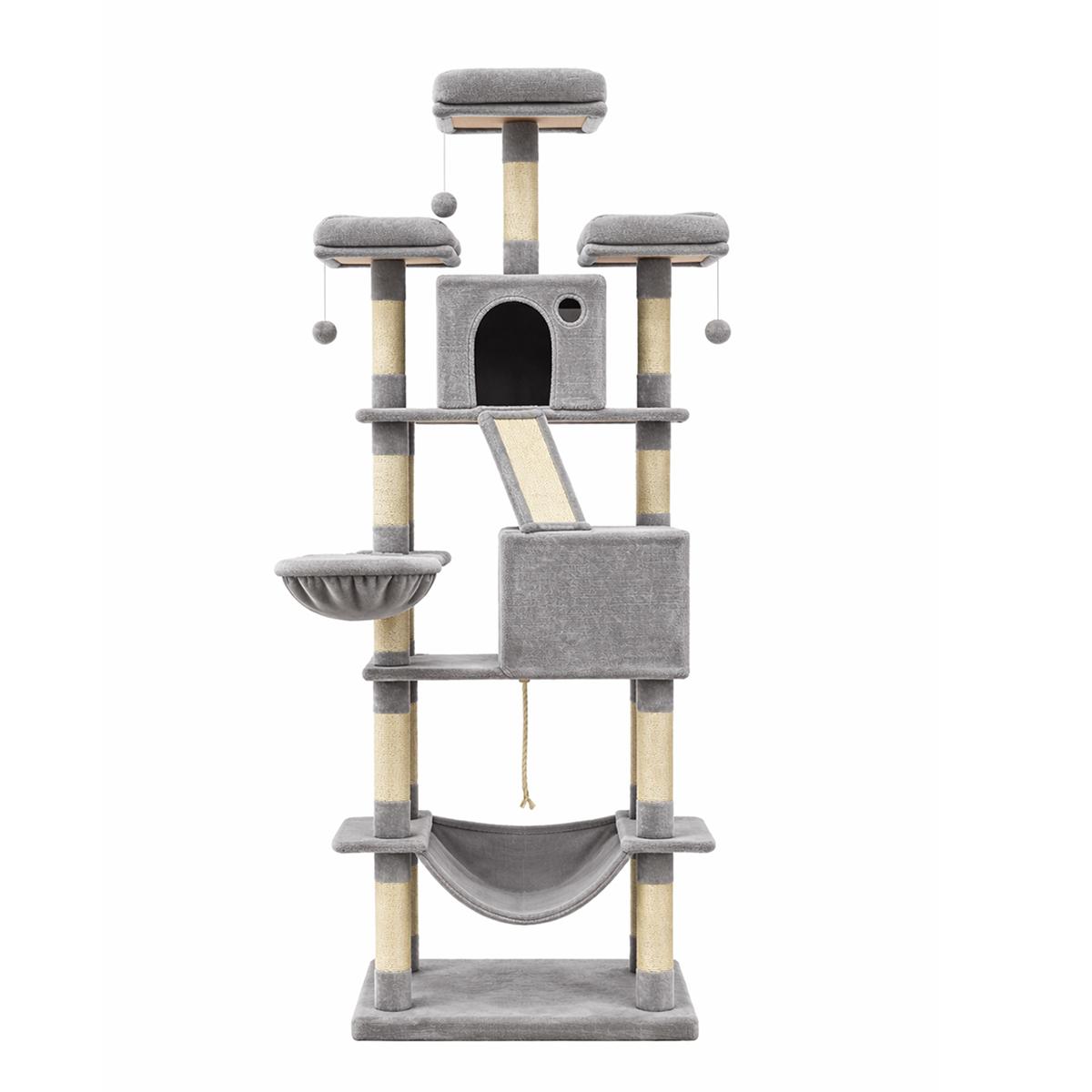 Multi-Level Cat Tree with Hideaways and Scratching Areas - Grey