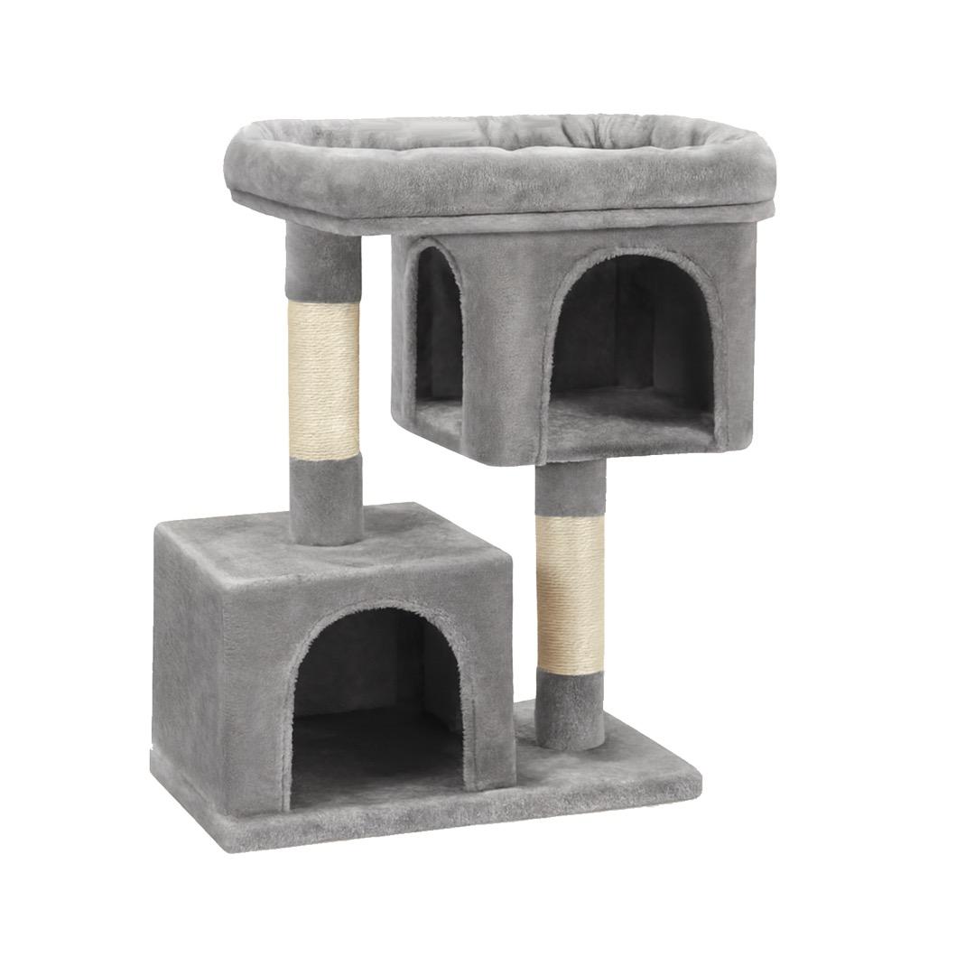 Cat Tree Playhouse with Platforms, Caves & Scratching Posts - Grey