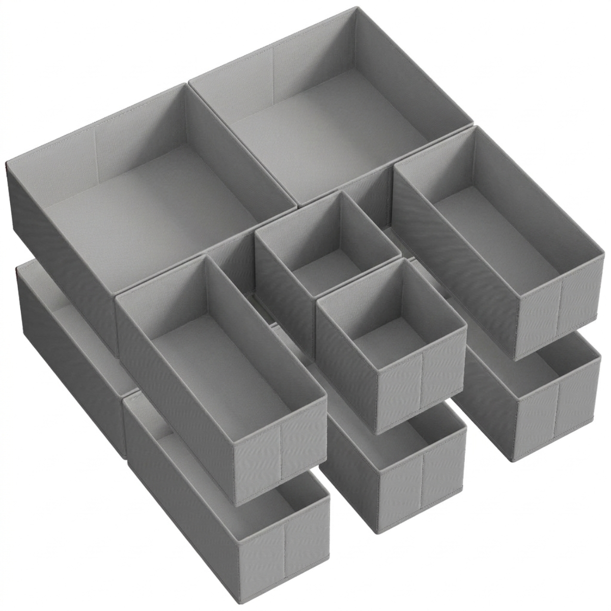 Foldable Drawer Organizers - Set of 12, Grey