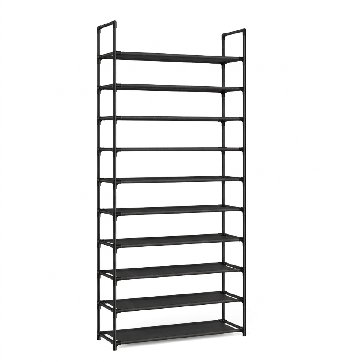 Wide 10-Tier Shoe Rack - Black
