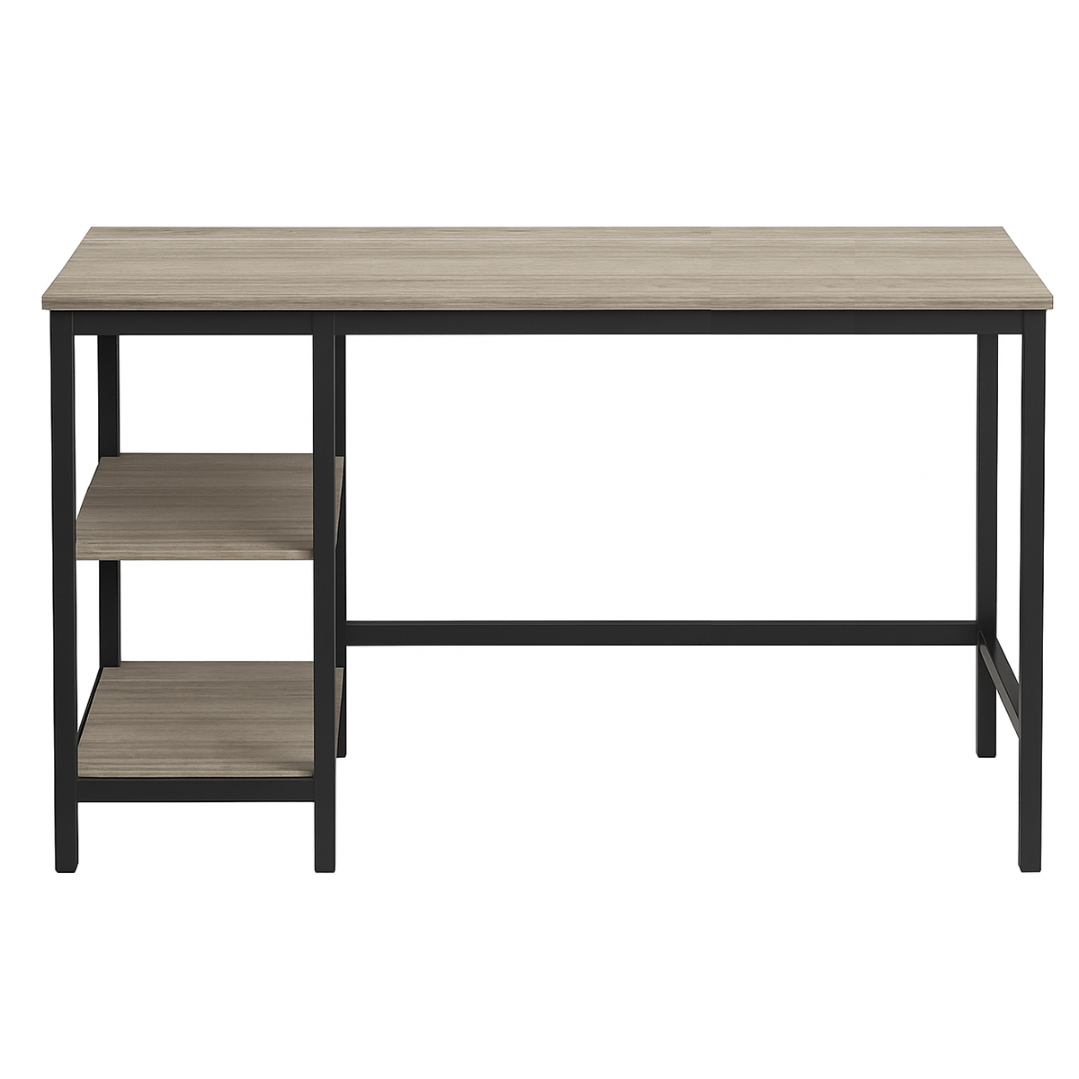 Study Desk with Open Shelves - Greige and Black