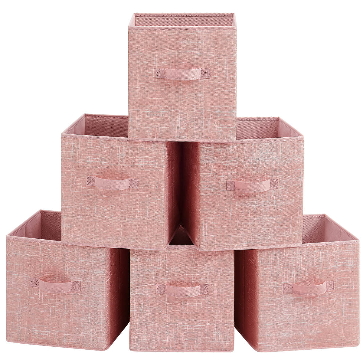 Set of 6 Foldable Storage Bins with Handles - Pink