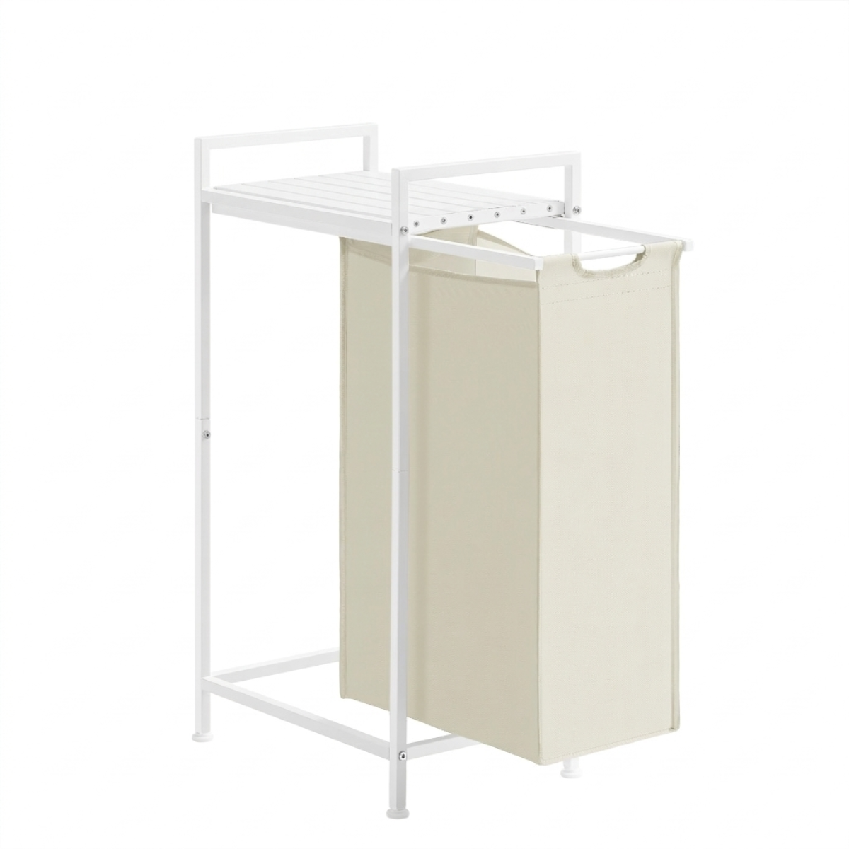 Laundry Hamper with Removable Bag and Top Shelf - White